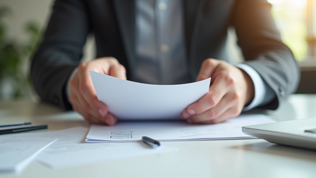 Hands holding documents and file folders, email attachment concept illustrated with organized papers on desk