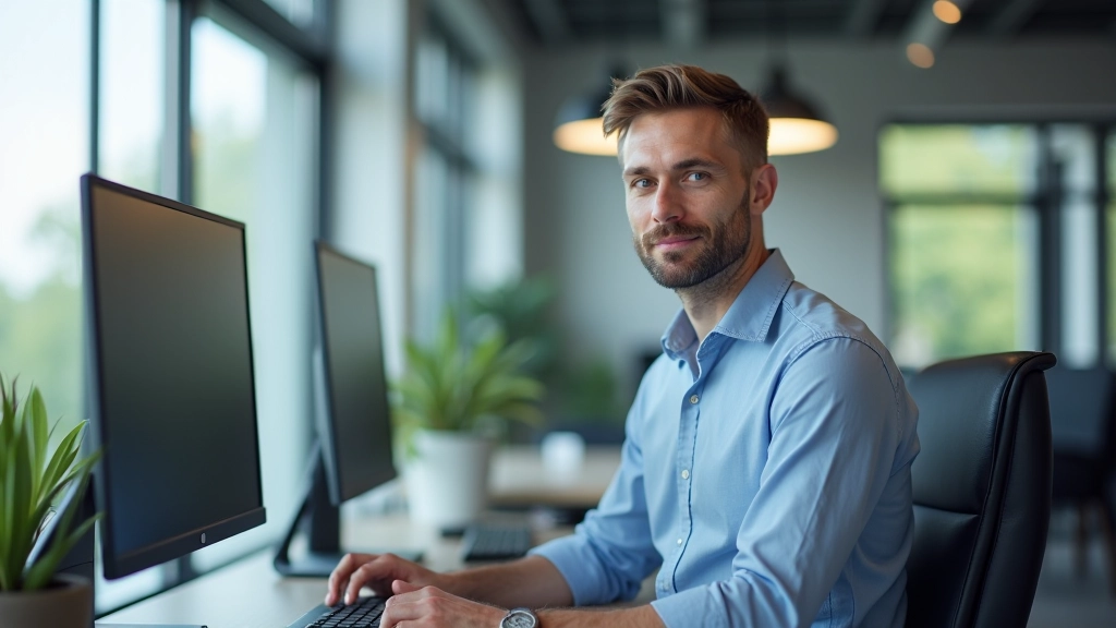 Person working at desk with multiple monitors showing cloud files and shared documents in collaborative workspace