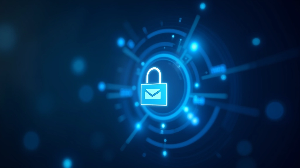 Security padlock icon with email envelope, cybersecurity and email protection concept